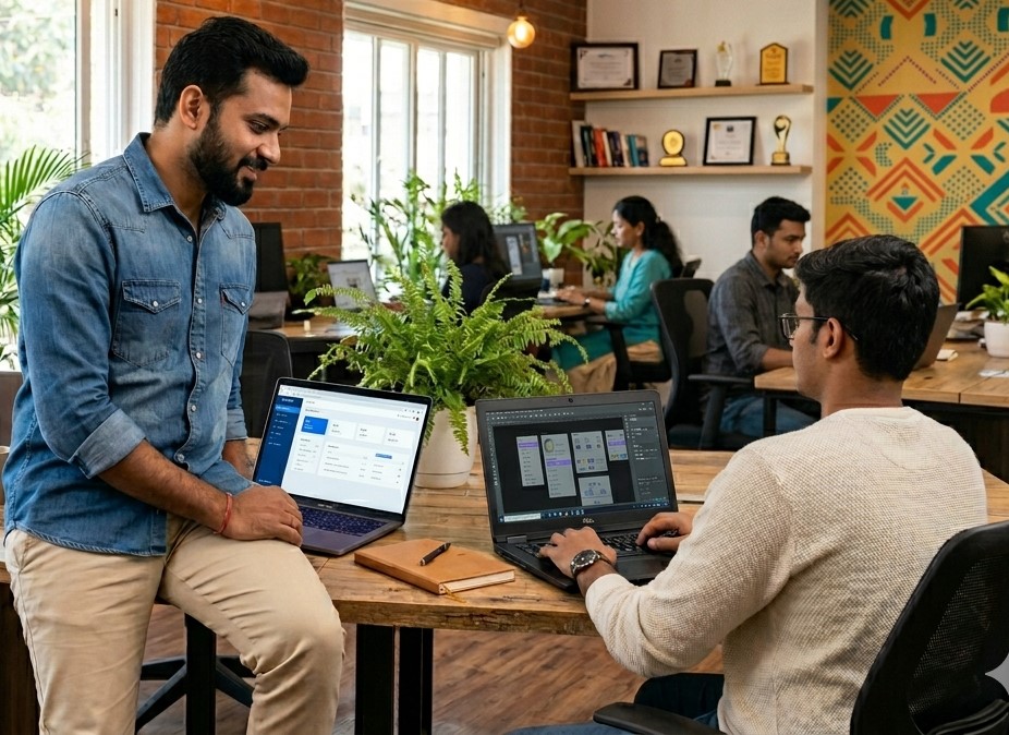 Algorvis Private Limited team working on website development projects in Nashik office